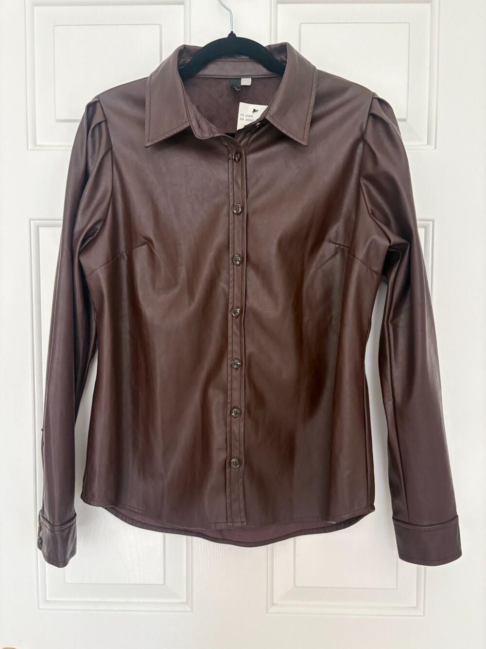 KUT From The Kloth Brown Vegan Leather Shacket Women's M 6-10 NWT